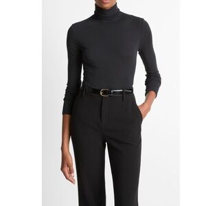 Vince Essential Cotton Blend Favorite Turtleneck Long Sleeve Gray Top Size Small